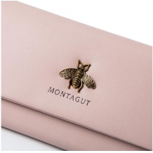 梦特娇（MONTAGUT）钱包女长款韩版牛皮女士钱包时尚百搭小蜜蜂票夹手拿包R25227740118粉色