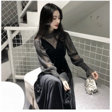 XZOO连衣裙2019春季新款女装chic两件套装裙修身纯色百搭长裙气质小黑裙子 黑色 M